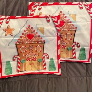 Gingerbread house zippered pillow covers set of two 18” x 18”